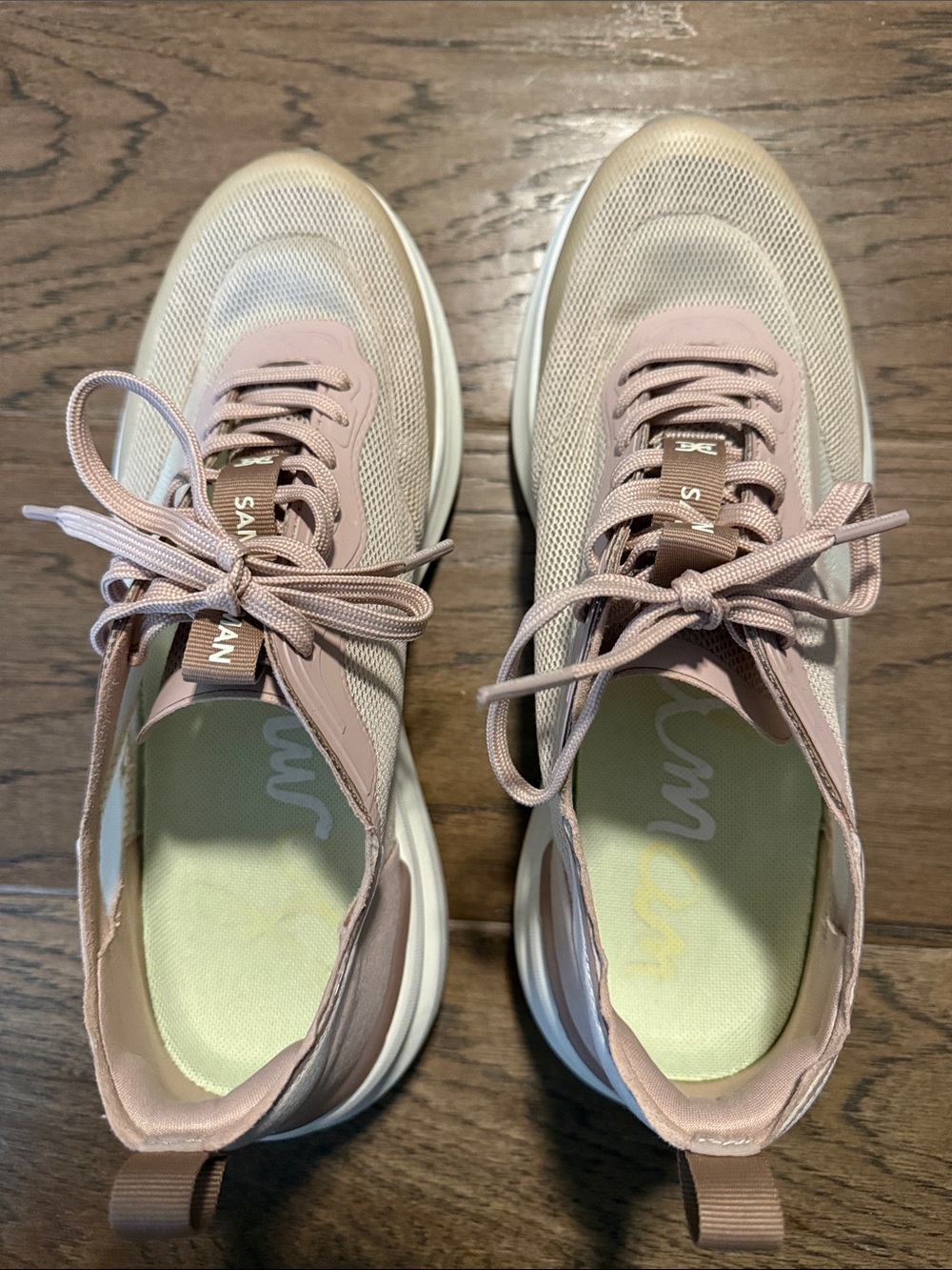 Sam Edelman Blush Pink Mesh Lace-Up Athletic Sneakers